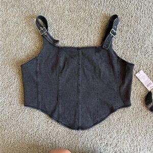 Wild Fable Black Denim Crop Top